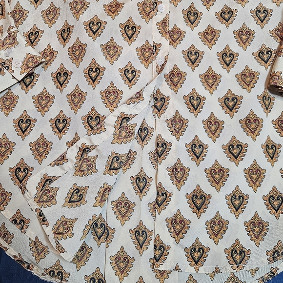 Vintage Liz Claiborne Paisley Heart Blouse 90s Button Down Shirt Women's size 6 - Picture 3 of 6